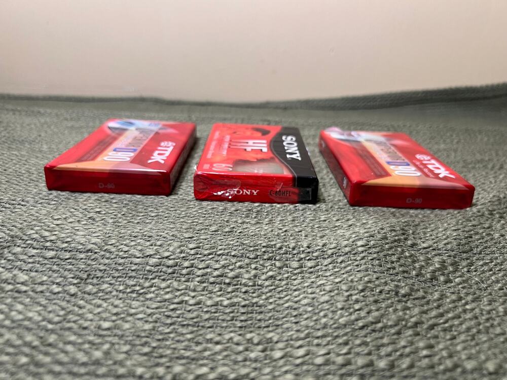 Lot of 3 Sealed Blank Cassette Tapes– 2 TDK Superior D90 90 Min + Sony HF 60 Min